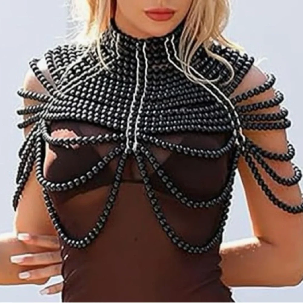 New- Pearl Bustier- Body Jewelry- Shawl - Last One! - Picture 1 of 8